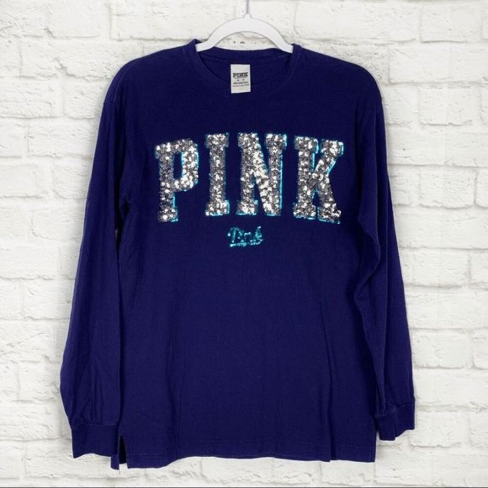 PINK Victoria's Secret Sequin Bling Long Sleeve Top